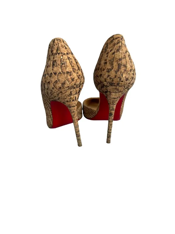 Christian Louboutin Iriza Tan Brown Python Embossed Pointed Toe D Size 7 Women's - Image 4