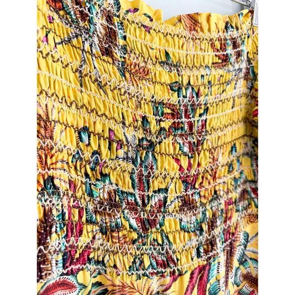 FARM Rio x Anthropologie | Bria Off Shoulder Smocked Dress Tropical Yellow | M - Image 6