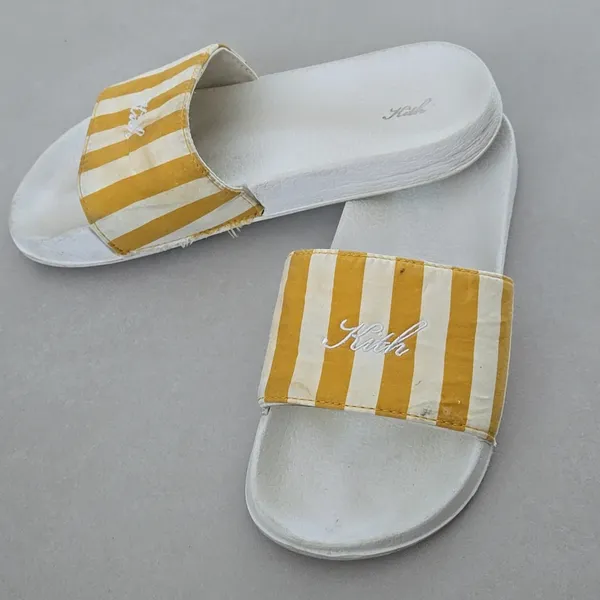 Kith White & Yellow Striped Slide Sandals Size 38/ 8 US - Image 4