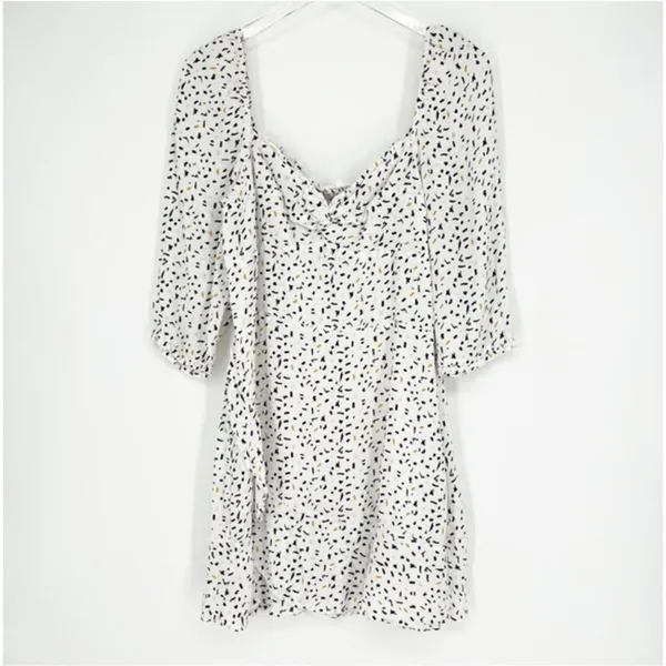Anthropologie Rahi Confetti Print Puff Sleeve Mini Dress‎ Women's Size XL - Image 3