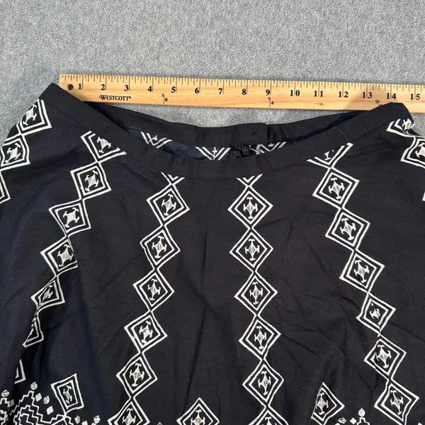 Mlle Gabrielle Flare Skirt Women's Small Black/Ivory Sequins Cotton Swing Twirl - Image 5