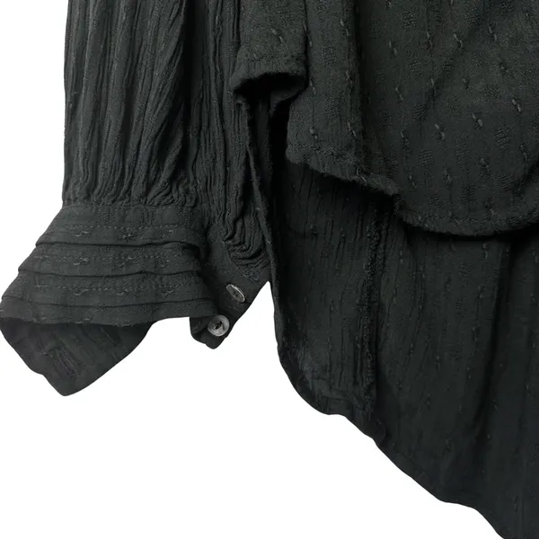 FREE PEOPLE Black Canyon Rose Metallic-Lace Blouse Hi-Lo‎ Oversized Top Size XS - Image 6