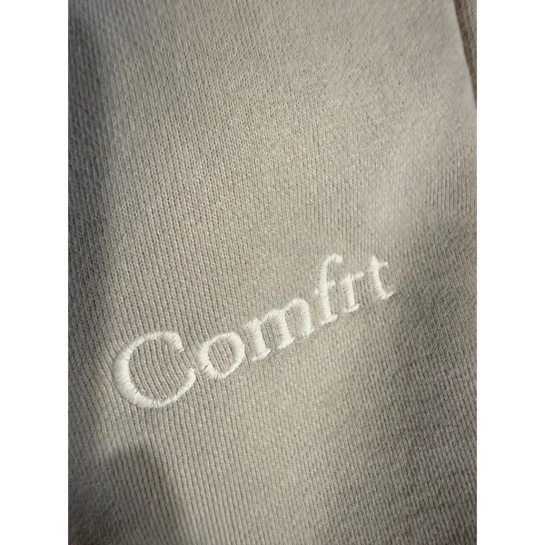 Comfrt Womens Fleece Lined Jogger Sweatpants Cream High Rise Elastic Waist Small - Image 4