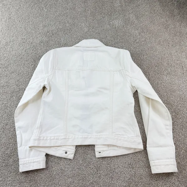 Abercrombie & Fitch White‎ Denim Jacket women XS Fitted Stretch Trucker Jean New - Image 9