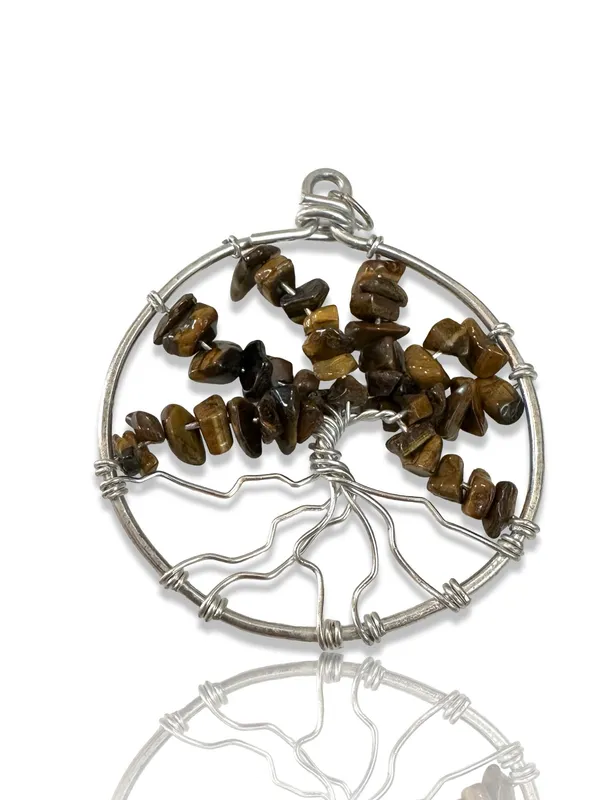 Artisan Tiger’s Eye Tree of Life Wire Wrapped Pendant - Image 2