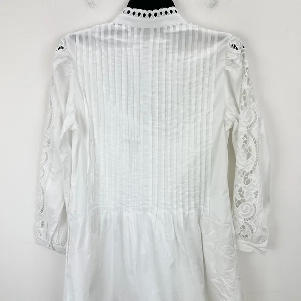 Madewell Pintucked Eyelet Mini Dress Boho Cotton Cottagecore White Small NWT - Image 16