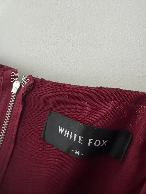 White Fox Burgundy Lace Bustier Corset Top - Image 4