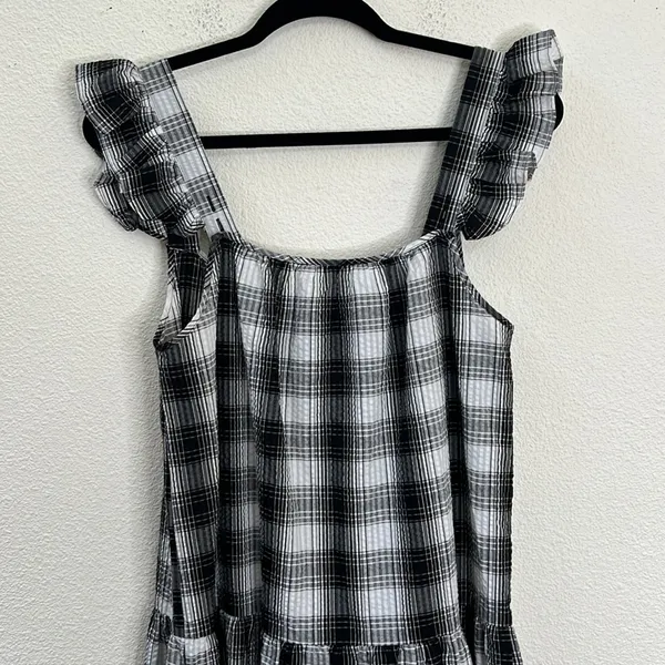 BB Dakota by Steve Madden Black and White Plaid Maxi Dress, M - Image 10