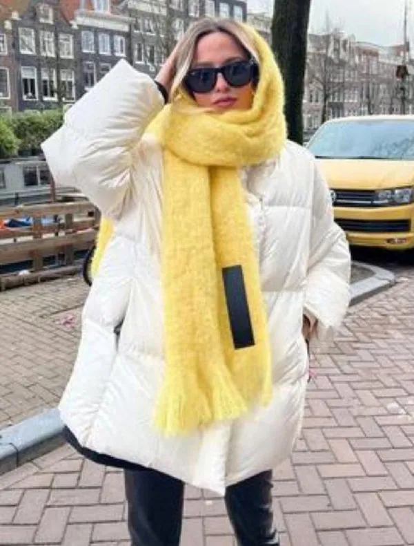ZARA Water Repellent Puffer Padded Jacket Coat w/ Hidden Button Shinny White New - Image 4