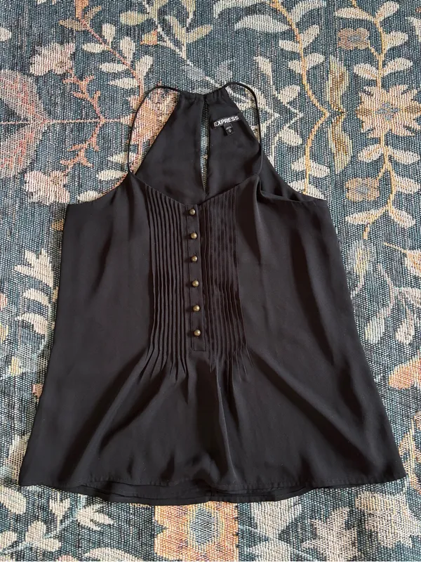 Express Black Halter Pintuck Button Front Camisole Size XS - Image 2