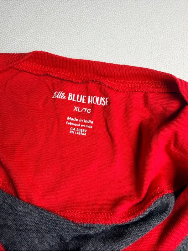 Little Blue House Bear Naked Adult XL Union Suit Pajamas One Piece Gray Red - Image 6