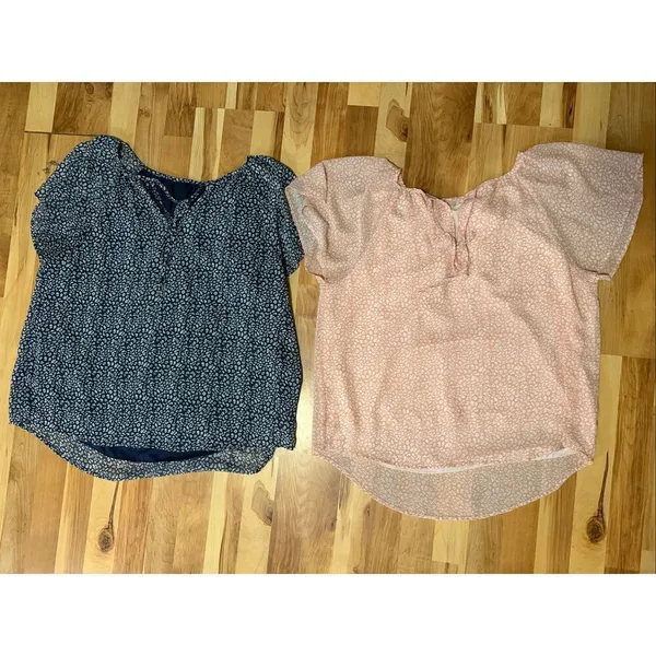 Boutique Pink Blue Leopard Print Chiffon Short Sleeve Top Bundle XL NWOT - Image 4
