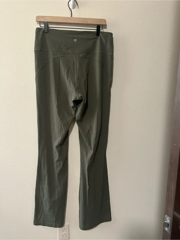 Lululemon super high rise flare groove pant army green sage W5F2GS size 14 - Image 9