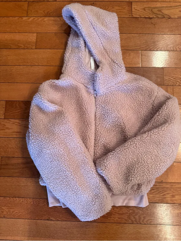 Fabletics Pale Pink Sherpa Teddy Full-Zip Hoodie Jacket - Size Large - Image 2