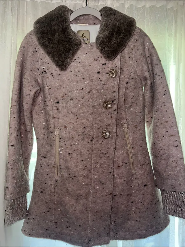 prAna Lisina Wool Blend peacoat in Oatmeal Rose Sz Small - Image 2