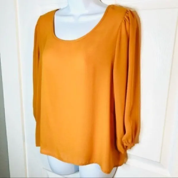 Brenda’s Button Back Blouse Mustard Yellow S - Image 4