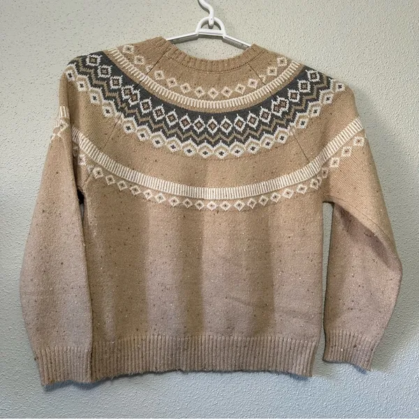 Original Weatherproof Vintage Tan and White Nordic Pattern Fair Isle Sweater - Image 6