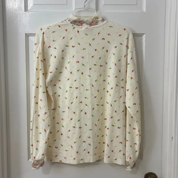VTG Northern Reflections 80s 90s Autumn Leaves Mock Neck Top S Fall Granola - Image 5