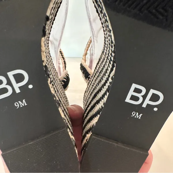 New BP Crochet Platform Wedge Sandals Sz 9 Black Cream Espadrilles Heels - Image 11