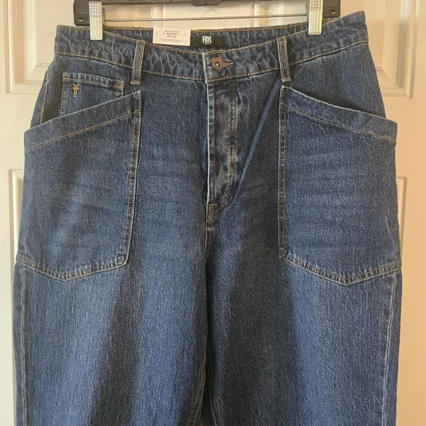 NWT Frye Barrel Jeans Womens 10 Medium Wash High Rise Wide Leg Carpenter - Image 7
