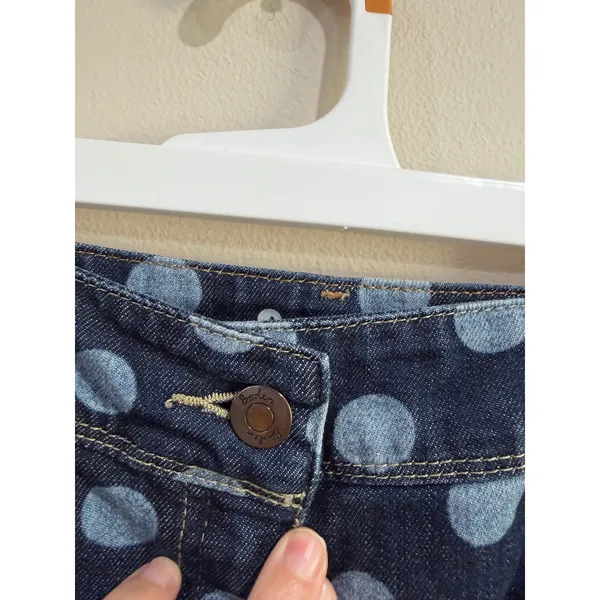 Boden Blue Polka Dot Denim Skirt Womens 14R Knee Length A-Line WG455 - Image 4