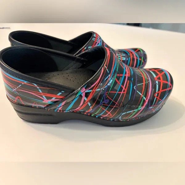 Dansko‎ professional Colorful Streamer Glossy Graffiti Clogs Size 38 US 7 - Image 11