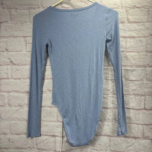 Aerie Ribbed Long Sleeve Bodysuit in Light Blue Size XS - Image 9