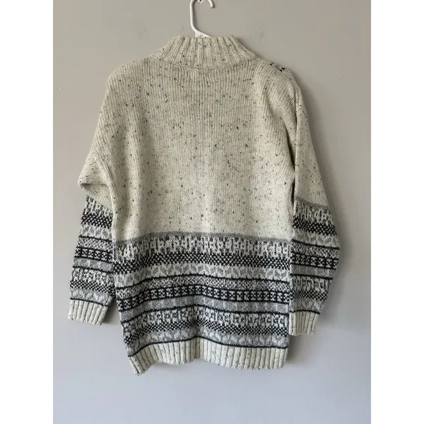 Fabrizio Vintage Wool Blend Grandpa Nordic Fair Isle Mock Neck Sweater Size M - Image 2