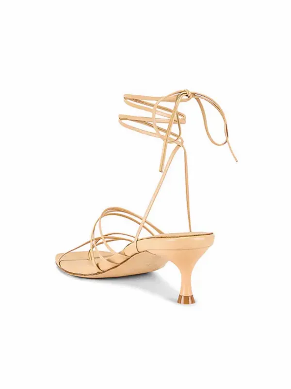 LPA Lucia Heel in Nude, Ankle-Tie Strappy Kitten Heel Sandal in Nude, size 6.5 - Image 2
