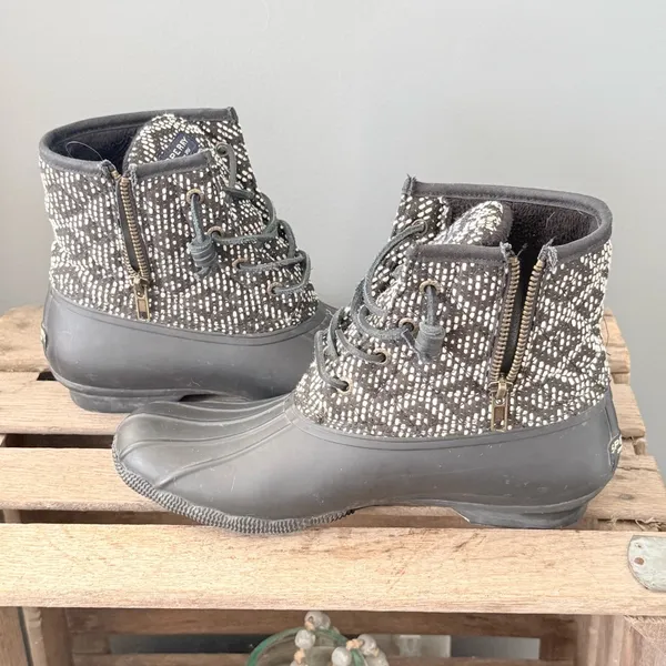 Sperry Saltwater Duck Boots Tribal Aztec Print Size 8.5 A36‎ - Image 7