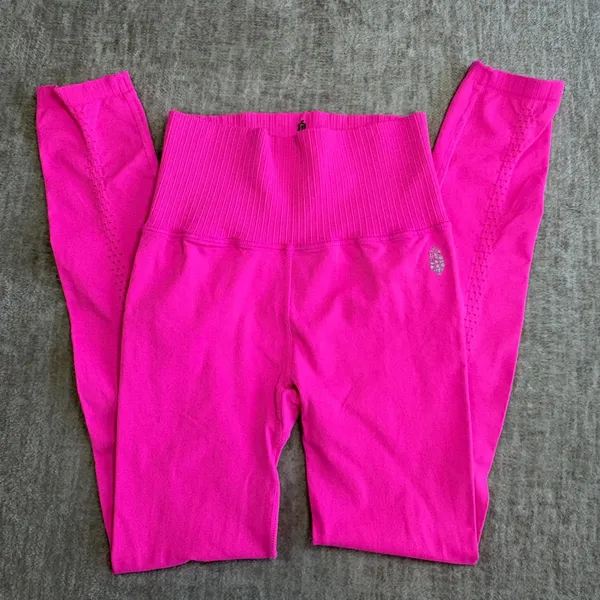 Free People FP Movement‎ Good Karma Leggings Women XS/S Pink High Rise Ribbed - Image 3