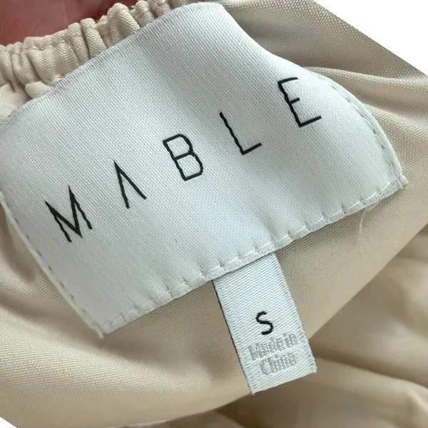 MABLE Analise Floral Smocked Open Back Lace Up‎ Maxi Dress Cream Blue Size Small - Image 3