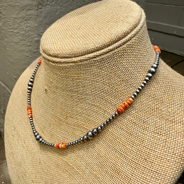 18” 3-6mm Navajo Style Sterling Silver Pearls Necklace - Image 5