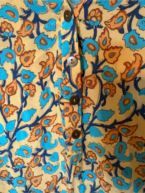 Bohemian Floral V-Neck Dress in Turquoise & Orange - Image 5