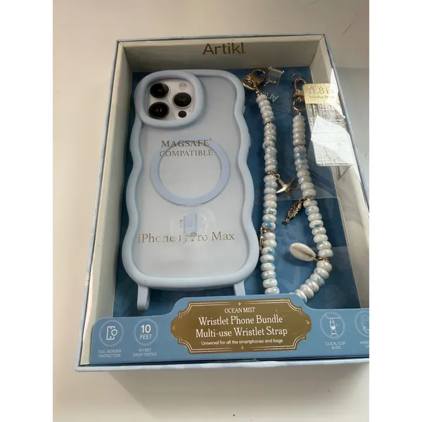 Artikl Ocean Mist iPhone 15 Pro Max MagSafe Case and Beaded Wristlet Bundle Blue - Image 2