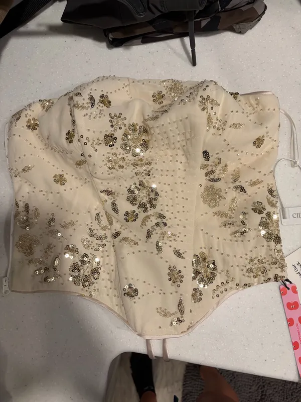 Cider Cream Satin Skirt Corset Top Set - Image 3