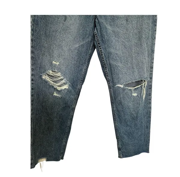 We The Free CRVY Blue High Rise Button Fly Denim Distressed Georgine Jeans 31 - Image 3