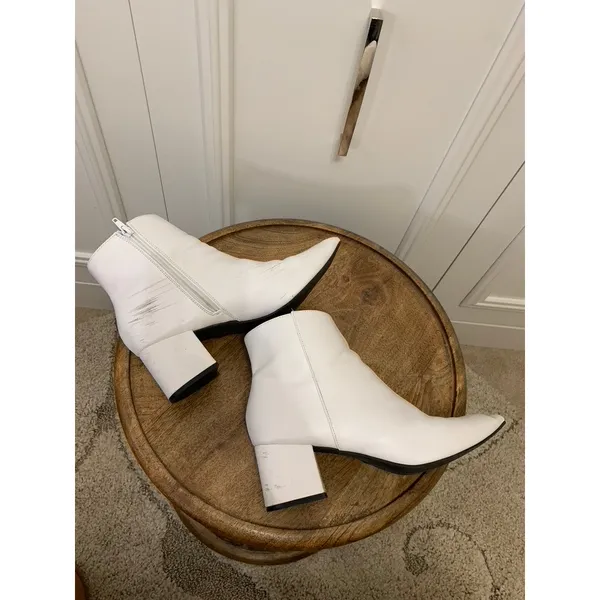 SHEIN Women's White‎ Ankle Booties Size 10 Block Heel Casual - Image 8