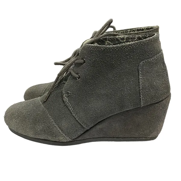 Toms Suede Desert Wedge Bootie Dark Gray Size 6.5‎ - Image 5