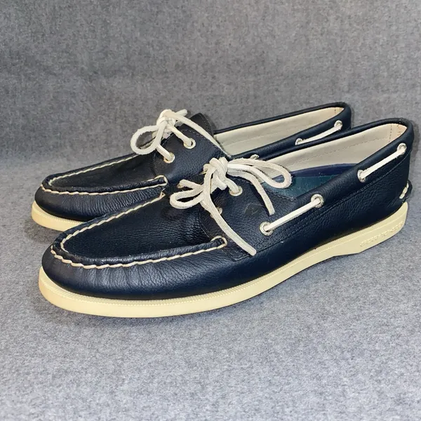 Sperry Top Sider Boat Deck Shoes Womens 9.5 M Blue Green Canvas Upper Leather - Image 4