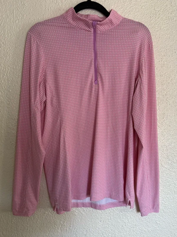 Peter Millar Women's Lightweight Sun Shirt quarter zip Lilac Blossom size M - Image 3