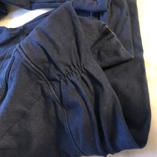 Patagonia Organic Cotton Navy Zip Up Gorpcore Sweatshirt Thumbholes M - Image 10