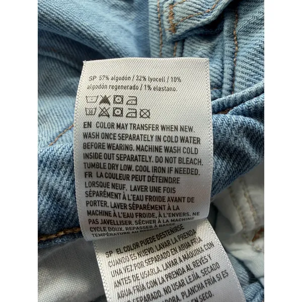 American Eagle Split Hem‎ Straight Leg Jeans Light Wash Distressed Denim 28 - Image 6