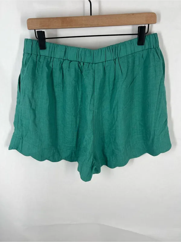 Umgee USA Teal Linen Blend Scallop Hem Shorts Size XL NWT - Image 5