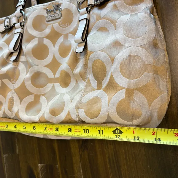 Vintage Coach Madison OP Art CC Logo Tote Shoulder Tan Signature Canvas Y2K Bag - Image 14