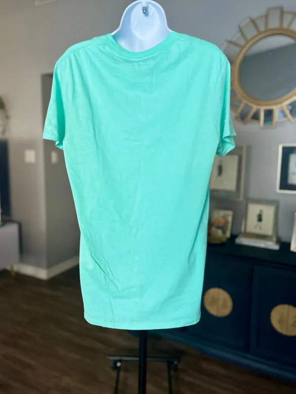“Jesus over Everything” Aqua Tee Shirt Blue Size M - Image 4