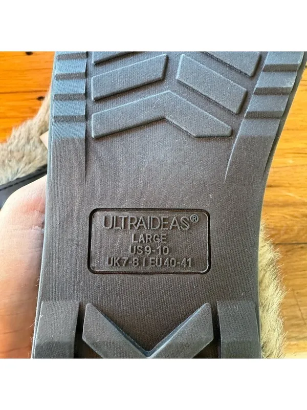 Ultra Ideas Black And Brown Fuzzy Slippers Size Large 9-10 NWT - Image 4