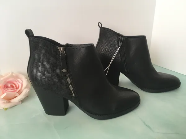 Black Ankle Boots, Size 9W - Image 3