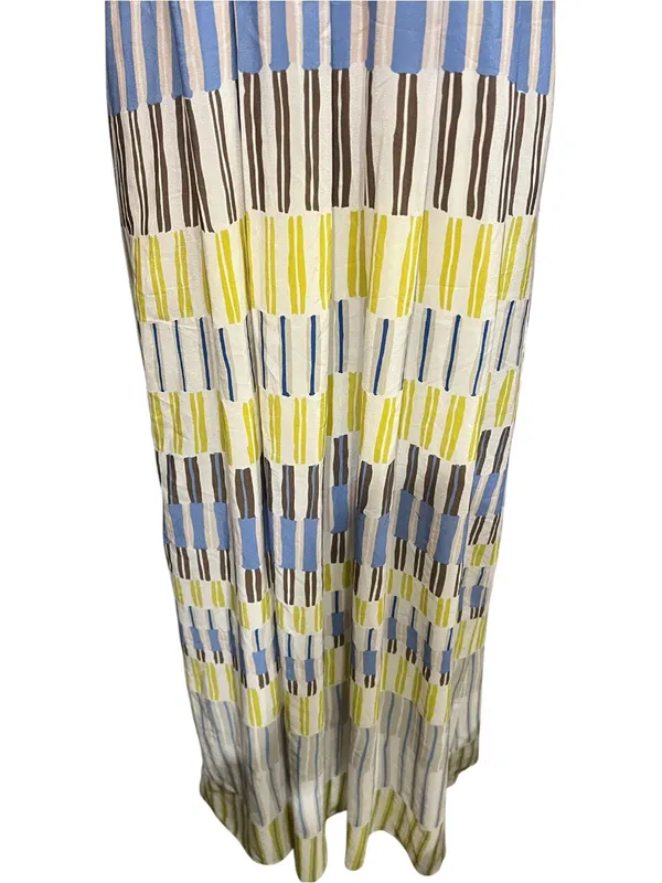 Massimo Dutti Silk Maxi Halter Slip Dress (2) Painterly Stripes Multicolor Boho - Image 5