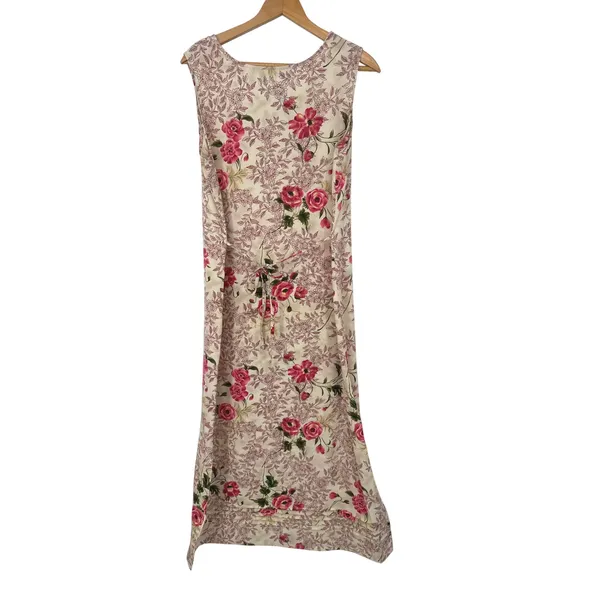 Vintage Sag Harbor Maxi Dress 12 Floral Tie Back Cottagecore 90s Modest Flowy - Image 5